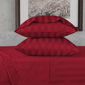 URBANHUT 800 Thread Count 100% Cotton Damask Queen Size Sheets, 4 Piece Striped Queen Size Bedsheets, Luxury Hotel Sheets Sateen Weave - Better Than Egyptian, 16" Elasticized Deep Pocket- Burgundy