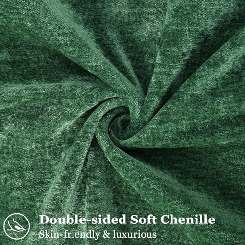 decorUhome Chenille Green Velvet Throw Pillow Covers 20x20 Set of 2 - Image 2