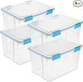Sterilite 4-Pack Gasket Box, Weather-Resistant Storage Bins with Latching Lids, 54 Quart - Heavy-Duty Organizing Containers for Closet, Bathroom, and Office