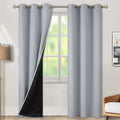 BGment Thermal Insulated 100% Blackout Curtains for Bedroom with Black Liner, Double Layer Full Room Darkening Noise Reducing Grommet Curtain (38 x 84 Inch, Light Grey, 2 Panels)