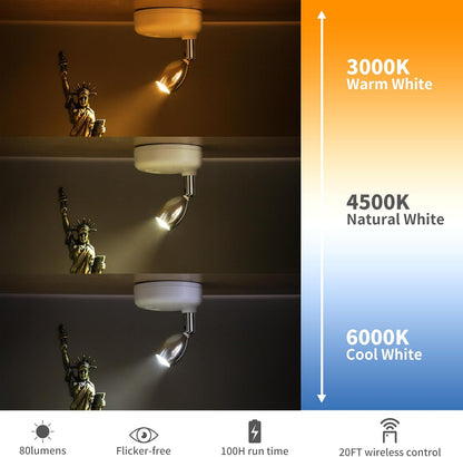 Battery Operated Spotlight Indoor with Remote Warm/Neutral/Cool White 3-Mode Mini Accent Display Light with Dimmer and Timer for Artwork, Picture, Action Figure