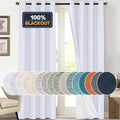 PrinceDeco 100% Blackout Linen Textured Curtains for Bedroom Grommet Room Darkening Curtains & Drapes Luxury Decor for Living Room Solid Thermal Insulated with White Liner,Pearl White，52 x 108 Inch