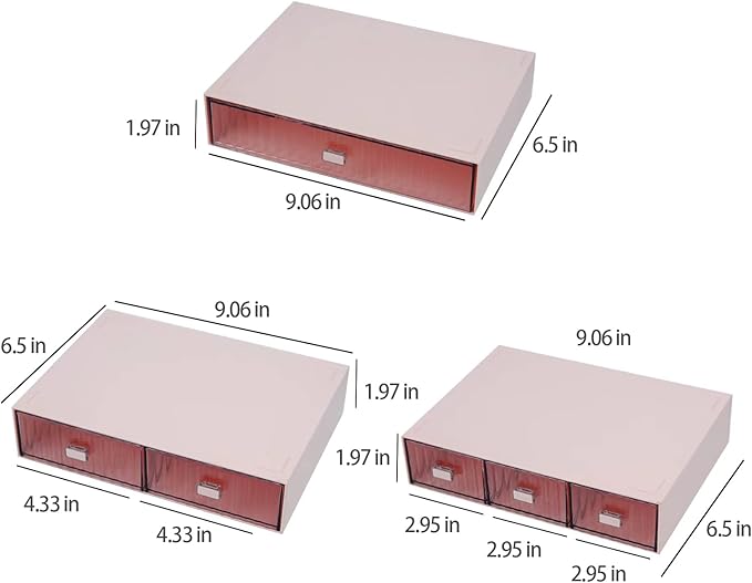 Desk Drawer Organizer, Stackable Plastic Storage Drawer, Red, 1 Compartment