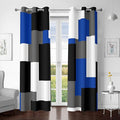 Blue Gray 100% Blackout Curtains for Bedroom 72 inch Length 2 Panels Set White Grey Modern Abstract Geometric Black Out Curtains Insulated Room Darkening Window Drapes for Living Room, 42Wx72L