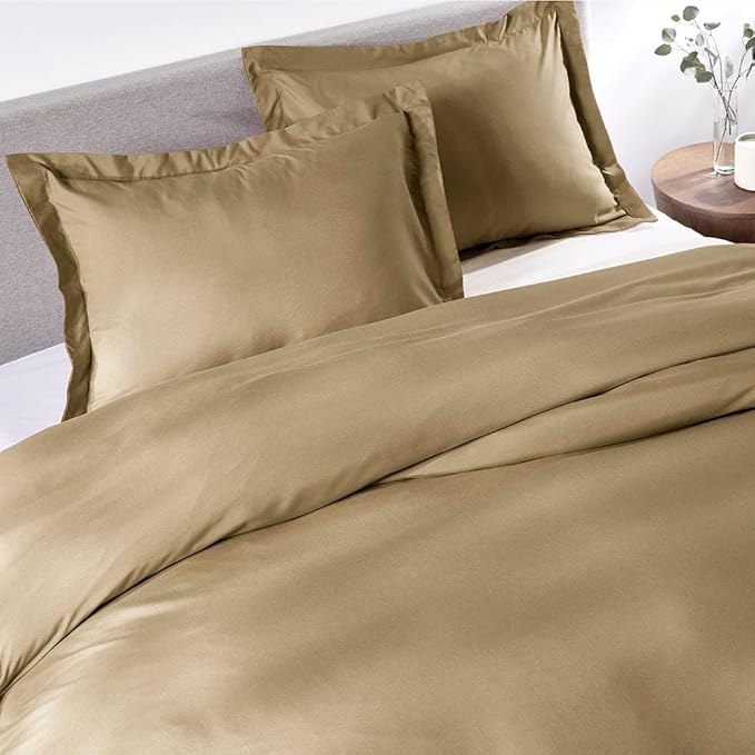 PeachSkinSheets 1500tc Level of Softness Soft Cooling Duvet Cover Set | King/Cali King Size - Light Mocha