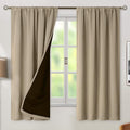 BGment 100% Blackout Curtains for Bedroom 63 Inch Length 2 Panels, Thermal Insulated Room Darkening Curtains Rod Pocket Soundproof Bedroom Living Room Window Curtains, Sand, Each 42 Inch Wide