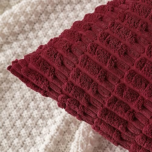 MIULEE Christmas Corduroy Decorative Throw Pillow Covers 20x20 Burgundy Pack of - Image 4