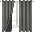 BGment Thermal Insulated 100% Blackout Curtains for Bedroom with Black Liner, Double Layer Full Room Darkening Noise Reducing Grommet Curtain (52 x 63 Inch, Grey, 2 Panels)