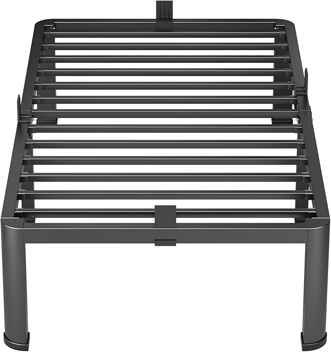 14 Inch Twin XL Heavy Duty 3500 lbs Bed Frame with Round-Corner Legs & Anti-Squeak Design – Quick Assembly Metal Platform, No Box Spring Needed