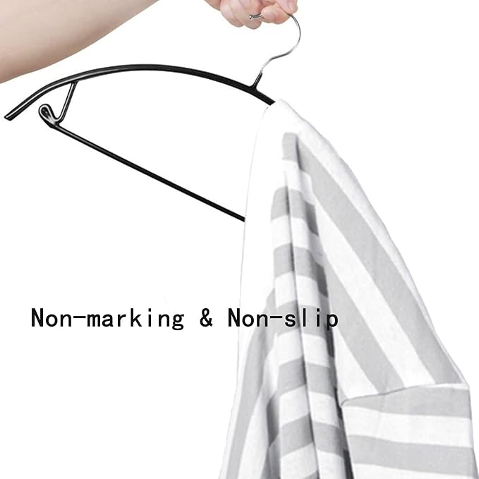 Premium PVC Coating Metal Hangers 20 Pack, Heavyduty, Non Slip Slimline, Suit Jacket T Shirt Hangers, Gold Hooks, Space Saving Clothes Hanger (Black)