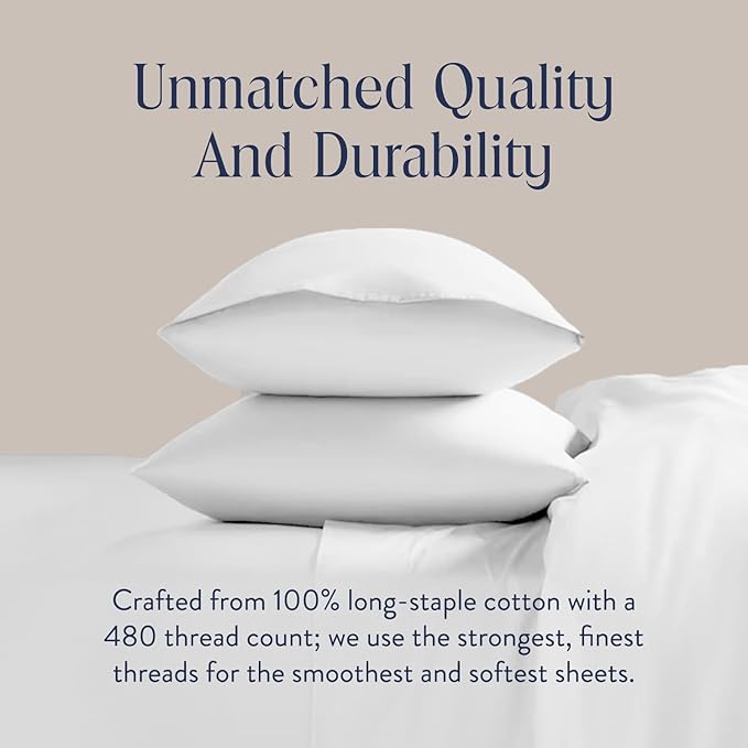 Brooklinen Luxury Sateen Duvet Cover - 100% Cotton, Twin/Twin XL Size in White with Extra-Long Corner Ties and Button Closure - Best Twin/Twin XL Duvet Covers
