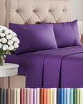 Twin 4 Piece Sheet Set - Cooling, Comfy & Breathable - Hotel Luxury Bedding, Includes Fitted Sheet for Women, Men, Kids and Teens - 1 Flat, 1 Fitted Sheet, 2 Pillowcases with Deep Pockets - Purple