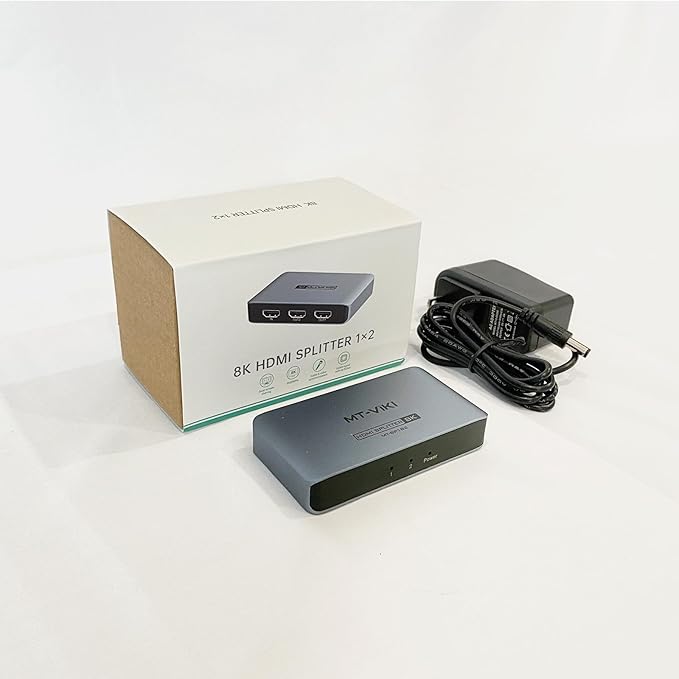 MT-VIKI 4K@120Hz HDMI Splitter 1 in 2 Out Aluminum HDMI Splitter 2.1, 8K@60Hz Duplicate/Mirror, 40Gbps, HDCP2.3, EDID (Non-bidirectional)