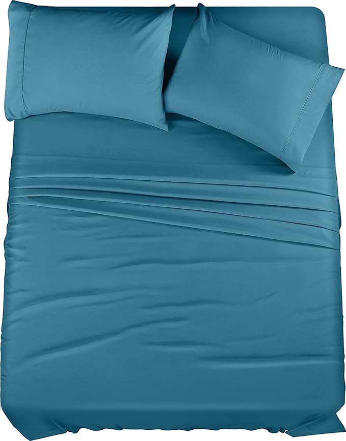 Utopia Bedding King Sheet Set – 4 Piece Bed Sheets for King Size Bed, Soft and Breathable Microfiber, Includes 1 Fitted Sheet, 1 Flat Sheet and 2 Pillowcases (Denim Blue)
