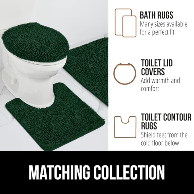 GORILLA GRIP Bathroom Rug Sets, Soft Chenille 2 Piece Area Rugs Set, Toilet Base Mat and 30x20 Carpet, Absorbent Microfiber Washable Mats Dry Quickly, Home Décor and Bath Room Accessories, Hunter