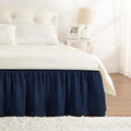 RIMELA Navy Blue Bed Skirt Queen Size 15 Inch Drop, Elastic Bed Skirting for Bed Base and Frame, Bedding Dust Ruffle Easy to Install, Lightweight Wrap Around Adjustable Bedskirt