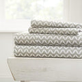 Linen Market Patterned Microfiber Queen Sheet Set 4 Piece – Oeko-TEX Certified Ultra Soft & Wrinkle-Free - 16" Deep Pocket Sheets - Easy Care Queen Size - Puffed Chevron Light Gray