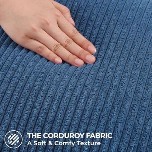 Mecatny Corduroy Decorative Throw Pillow Covers 16x16 Set of 2 Navy Blue - Image 4
