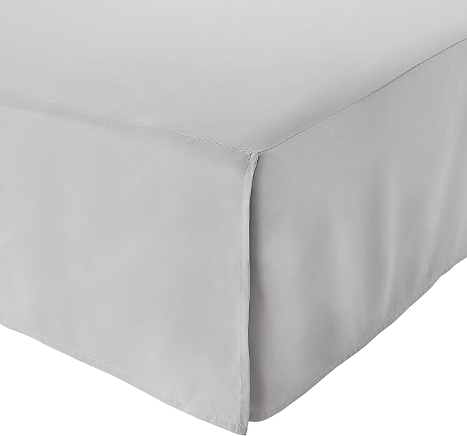 Amazon Basics Lightweight Pleated Bed Skirt, Full, Light Grey, Solid