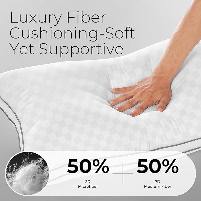 Sweetnight King Size Pillows Set of 2, Bed Hotel Pillows, Almohadas para Dormir, Side Back Stomach Sleeper, Relief Neck, Head, Shoulder