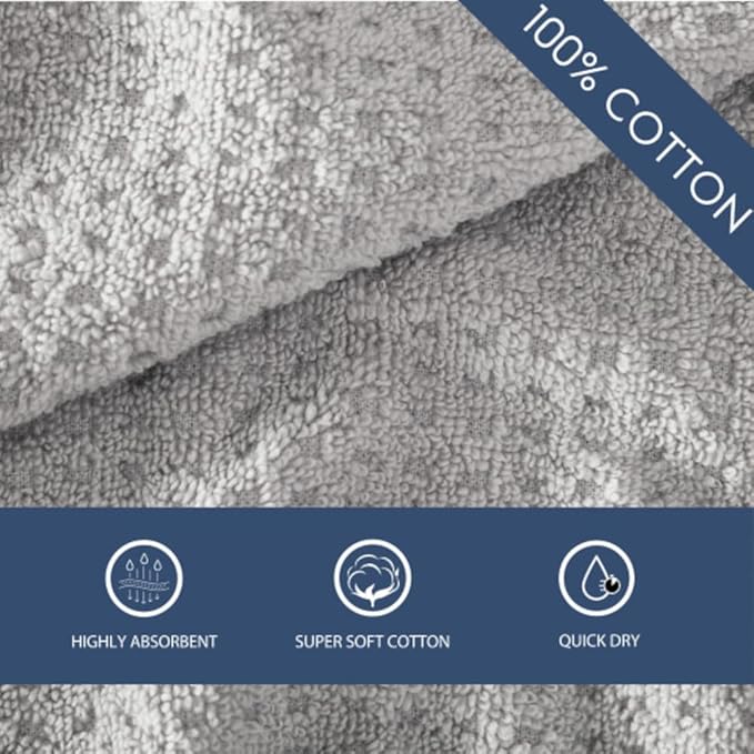 Tommy Bahama - Bath Towels, Highly Absorbent Cotton Bathroom Decor, Low Linting & Fade Resistant, Oeko-Tex Certified (Northern Pacific Grey, 6-Piece)