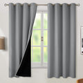 BGment Thermal Insulated 100% Blackout Curtains 63 Inch Length 2 Panels, Total Light Blocking Curtains for Bedroom, Grommet Window Drapes with Thick Black Liner, 52 Inch Wide Each Panel, Dove Grey