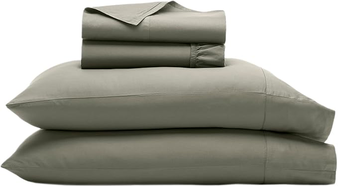 BOLL & BRANCH Signature Hemmed Sheet Set - King + Standard, Juniper - Luxury 100% Organic Cotton - Includes 1 Flat, 1 Fitted, 2 Standard Size Pillowcases - Buttery Soft