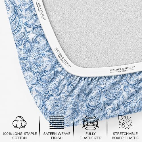 Feather & Stitch 100% Cotton Sateen 500 TC King Size Bed Sheet Set - Image 3