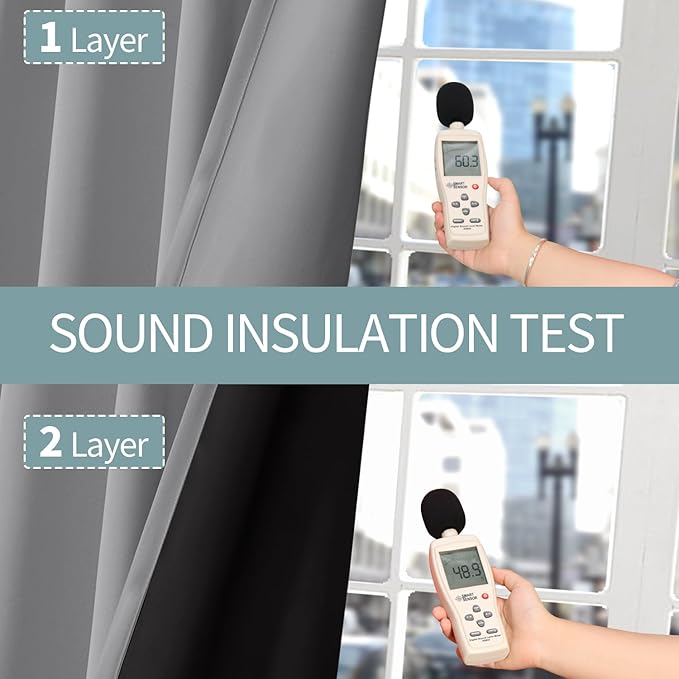 BGment Thermal Insulated 100% Blackout Curtains 84 Inch Length 2 Panels, Total Light Blocking Curtains for Bedroom, Grommet Window Drapes with Thick Black Liner, 42 Inch Wide Each Panel, Dove Grey