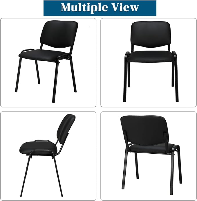 VINGLI Waiting Room Chairs, 5-Pack PU Church Conference Stackable, Office Guest Chairs & Reception Stacking Chair for Meeting Room, Office Lobby, Simple&Space-Saving