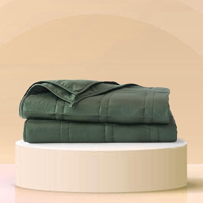 Baloo Weighted Blanket for Adults 15 lb (Spruce Green, 60"x80") | Cool & 100% Cotton | Machine Washable & Dryer Safe | Glass Microbead Fill