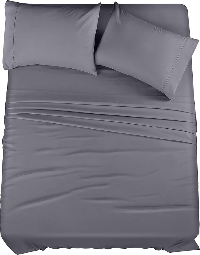 Utopia Bedding California King Sheet Set – 4 Piece Bed Sheets for Cal King Size Bed, Soft and Breathable Microfiber, Includes 1 Fitted Sheet, 1 Flat Sheet and 2 Pillowcases (Grey)