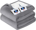SEALY Electric Blanket Queen Size, Flannel & Sherpa Heated Blanket with 10 Heat Setting & 1-12 Hour Auto Shut Off, Fast Heating Blanket, Machine Washable, Light Grey, 84 x 90 Inch
