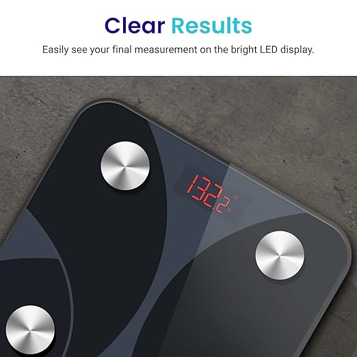 Etekcity Scale for Body Weight and Fat Percentage, FSA&HSA Eligible, Smart Digital LED Bathroom BMI Measurement, Accurate Bluetooth Weighing Machine, Body Composition Analyzer, Ash-black, 400lb