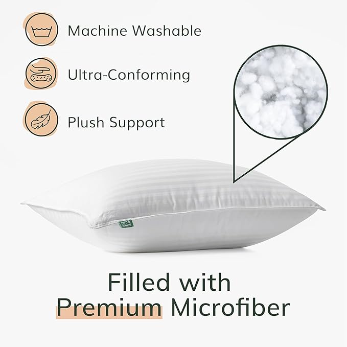 Fern and Willow Premium King Size Bed Pillows - Set of 2, 36"x20" - Luxurious Ultra-Soft Cooling Pillow - Hotel Quality, Down Alternative Fill, Medium Firm Support for Side, Back & Stomach Sleepers
