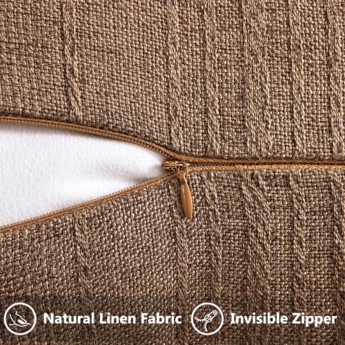 decorUhome Hazel Taupe Textured Linen Throw Pillow Covers 18x18 Set of 2 - Image 2