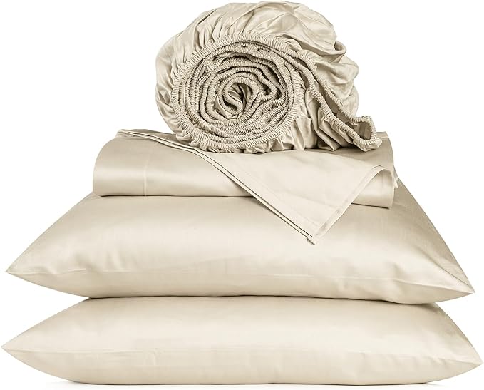 URBANHUT 800 Thread Count 100% Cotton Full Size Sheets, Luxury 4 Piece Full Bedsheets, Hotel Sheets Sateen Finish - Better Than Egyptian, 16" Elasticized Deep Pocket - Ivory
