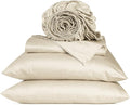 URBANHUT 800 Thread Count 100% Cotton Queen Size Sheets, Luxury 4 Piece Queen Bedsheets, Hotel Sheets Sateen Finish - Better Than Egyptian, 16" Elasticized Deep Pocket - Ivory