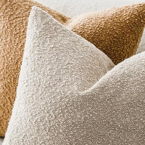 Foindtower Cozy Textured Boucle Lumbar Throw Pillow Covers 12x20 Oatmeal - Image 4
