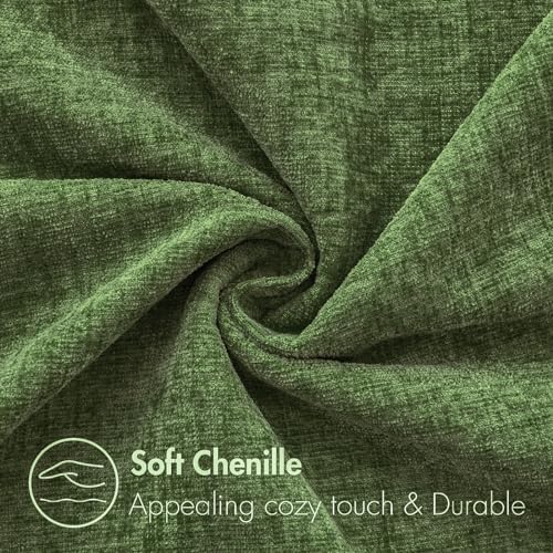 MIULEE Soft Chenille Throw Pillow Covers Moss Green 20x20 Inch Pack of 2 - Image 2