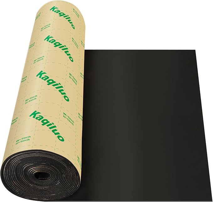 Self-Adhesive Sound Insulation Acoustic Foam, 107sqft x 0.2in Thick，50+kg/m³，Sound Proof Padding,Fire,Water Resistant ,Thermal Insulation,Cold Proof Acoustic Treatment Foam