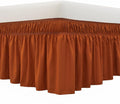 MEILA Wrap Around Bed Skirt Three Fabric Sides Elastic Dust Ruffled 14 Inch Tailored Drop,Easy to Install Fade Resistant-Caramel, Twin/Full