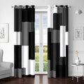 Black Grey 100% Blackout Curtains for Bedroom 72 inch Long 2 Panels Set White Grey Modern Abstract Geometric Black Out Curtains Insulated Room Darkening Window Drapes for Living Room, 52Wx72L