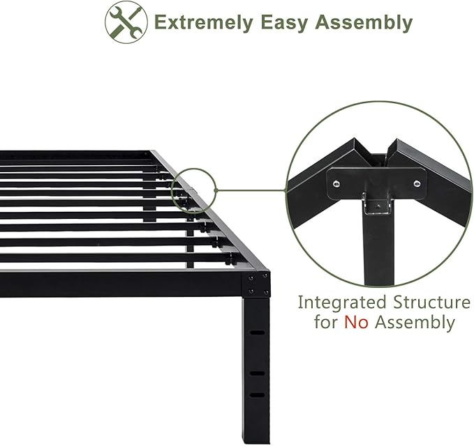 45MinST 18 Inch Maximum Storage Bed Frame/Reinforced Platform /3500lbs Heavy Duty/Easy Assembly/Mattress Foundation/Steel Slat/Noise Free, Twin