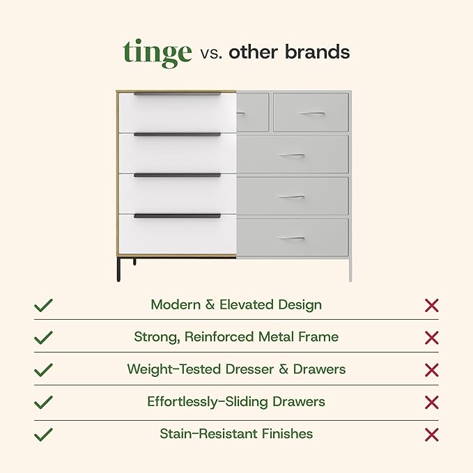 Lira Premium Fabric Dresser - Solid Wooden Frame, 8 Spacious Sag-Proof Drawers with Sleek Metal Handles - Premium & Durable Storage Solution for Your Home (Light Brown)