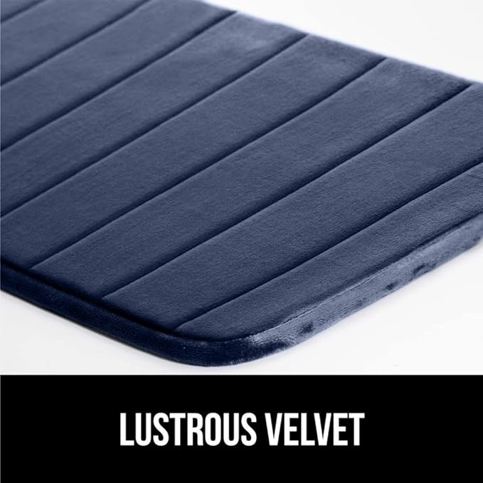GORILLA GRIP Memory Foam Bath Mat, Soft Absorbent US Designed Bathroom Rug, Gripping Dots Machine Washable Bathmat, Cushioned Floor Mats, Shower Sink Rugs Room Décor Accessories, 30x20 Navy Blue