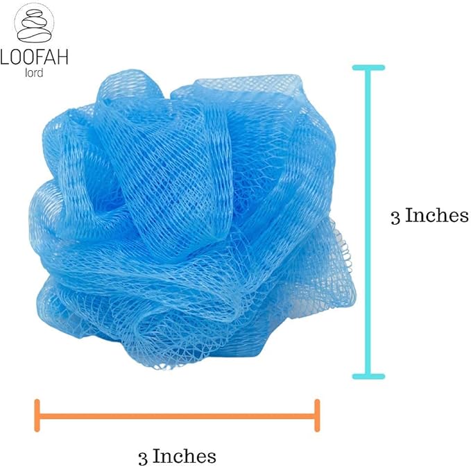 24 Blue Bath or Shower Sponge Loofahs Pouf Mesh Wholesale Bulk Lot