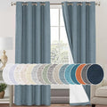 PrinceDeco Linen Blackout Curtains 84 Inches Long 100% Blackout Curtains for Bedroom/Living Room Textured Linen Look Curtain Energy Saving with White Liner,Stone Blue, 52x84 Inch (2 Panels)