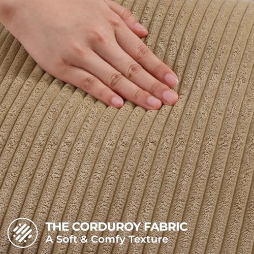 Mecatny Corduroy Fall Decorative Throw Pillow Covers 24x24 Set of 2 Khaki - Image 4
