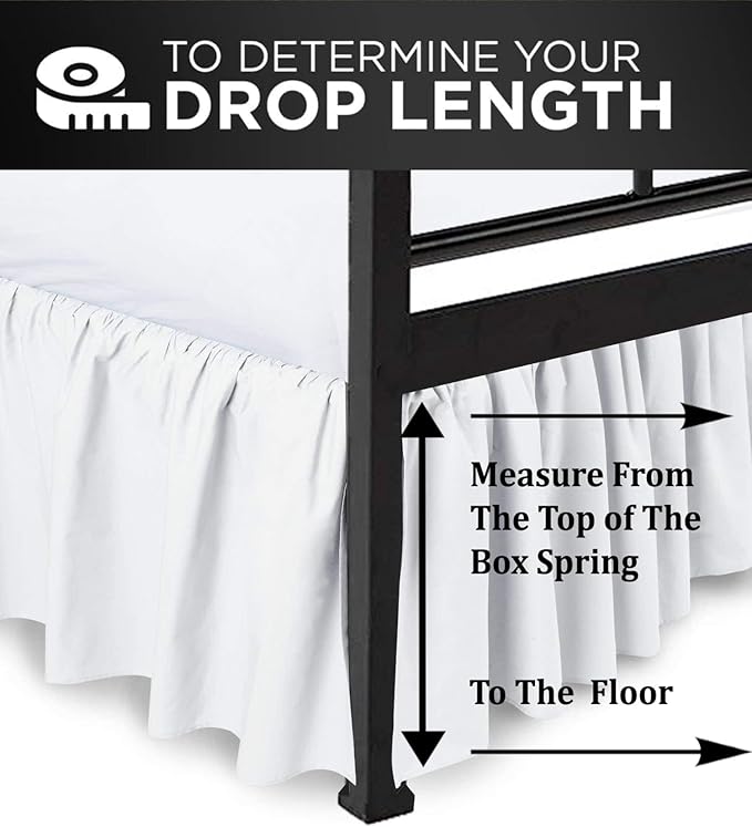 Ruffled Bed Skirt with Split Corners, White, King 14 Inch Drop Bedskirt, Hotel Quality Brushed Microfiber Wrinkle Free Dust Ruffle Bed Skirt King Size